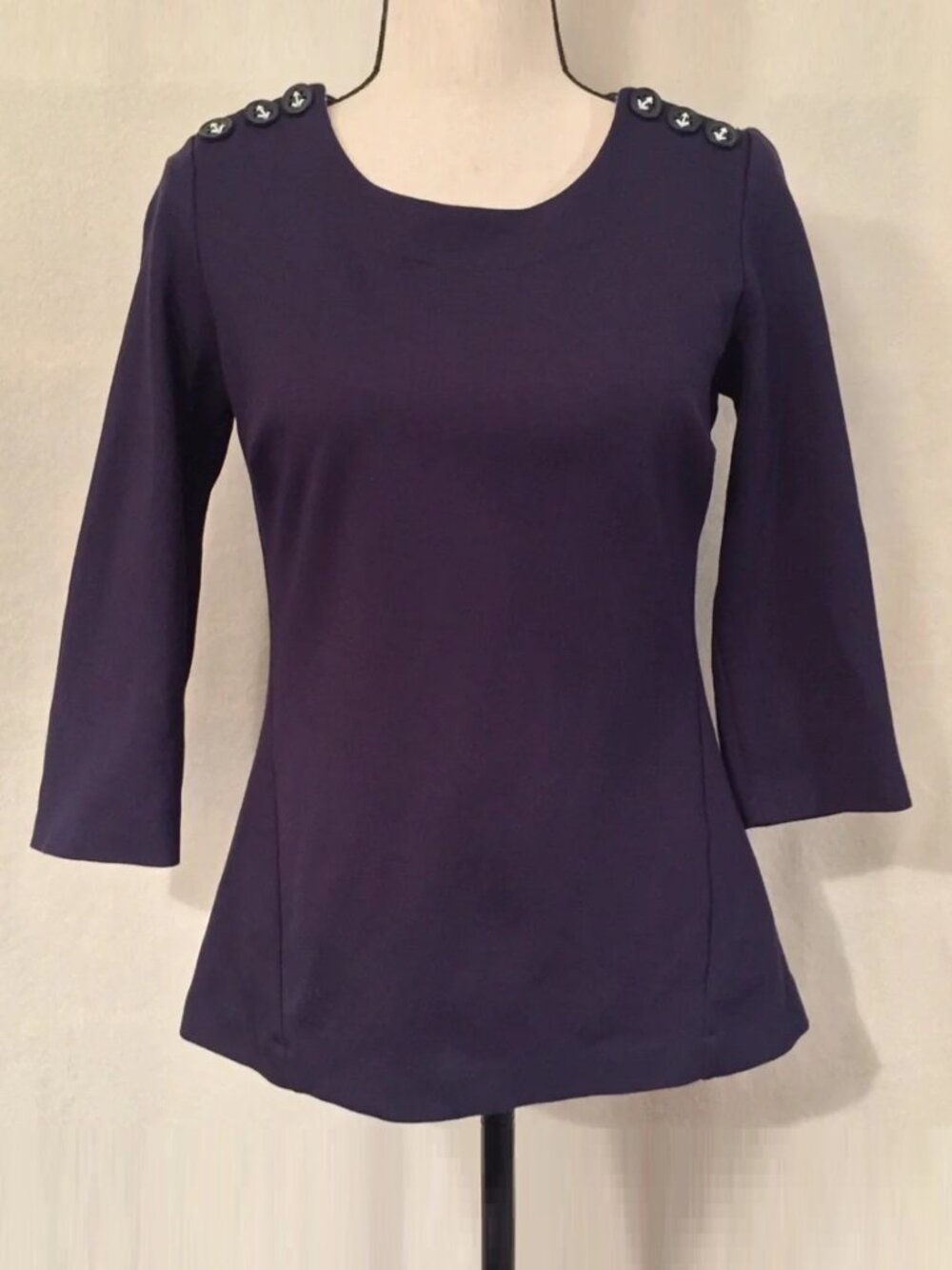 Boden navy blue Evie ponte knit 3/4 sleeve top